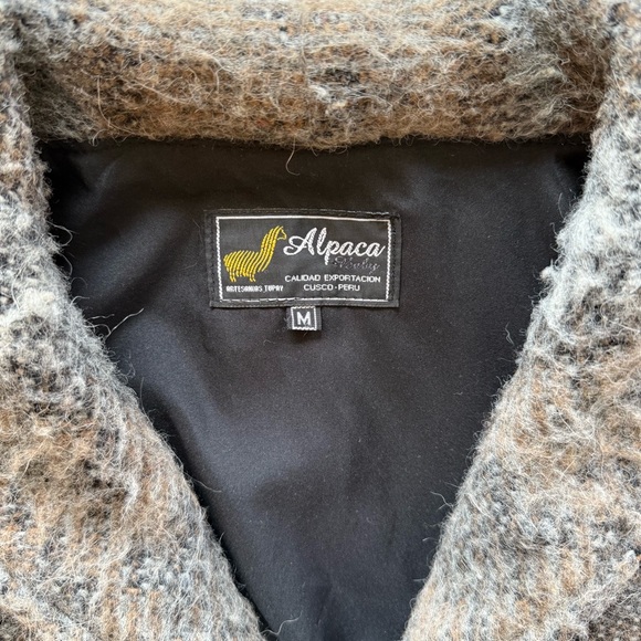 Alpaca Wool Vintage Peru Men Full Zip Jacket Sweater Textured Pattern Weave Med - Picture 3 of 8